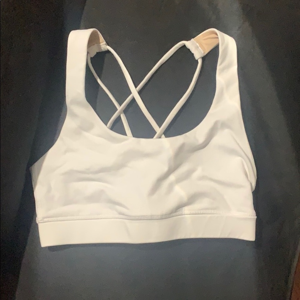 White cross back sports bra